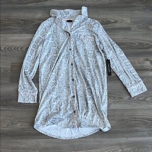 Snakeskin Print Button-Up Sleep Shirt